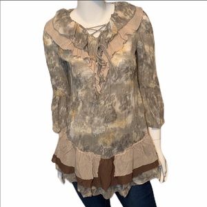 RYU Boho Peplum Scarf Hem Tunic